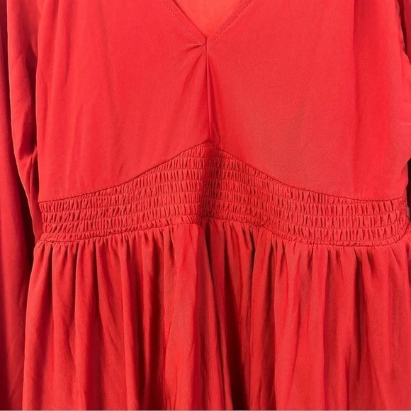 Torrid Stretch Mesh V-Neck Smocked Waist Babydoll Top Red Size 00, M, 10 GUC - Picture 5 of 9